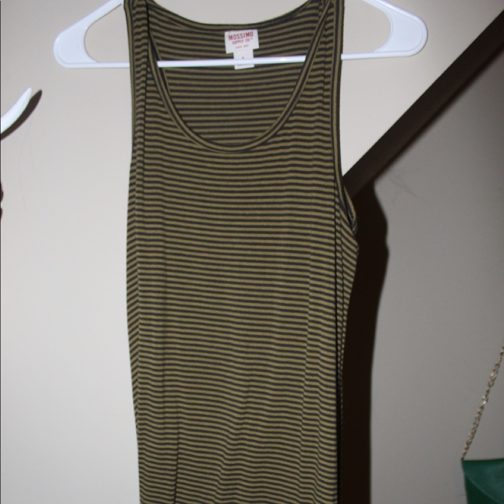 army green & black striped dress